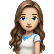 Pretty girl with long brown hair  and blue eyes  sticker