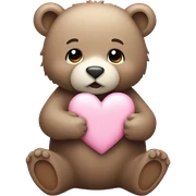 little bear holding light pink heart  sticker