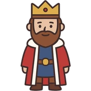 flat toon style king with crown sticker