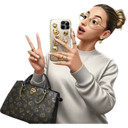 girl taking selfie with jewelry sticker
