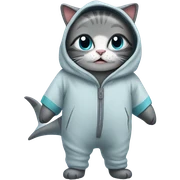 Cat wearing shark sleep suit  sticker