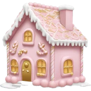 light pink and gold and white gingerbread house sticker