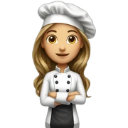 Chef girl long hair sticker