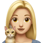 Blonde girl with cat sticker