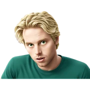blonde boy in green shirt sticker