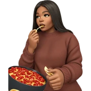 girl enjoying food in sweater sticker