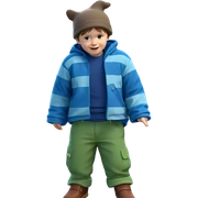 boy with hat by car sticker