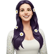 smiling girl with flower hair sticker
