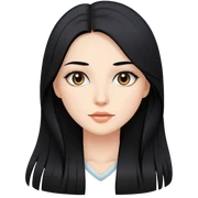 woman with straight long black hair and natural makeup sticker