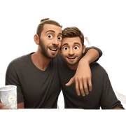 smiling boys with coffee cups sticker