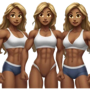Anime woman bodybuilder with six pack and beautiful face. From head to feet picture sticker