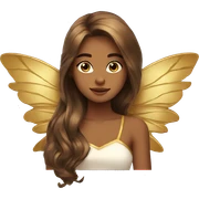 big wings, Beautiful, fairy, gold, brown, long hair sticker