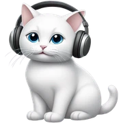 White cat wearing headphones  sticker
