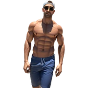 muscular boy in the sun sticker