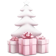 Light pink Christmas gifts under a white Christmas tree  sticker