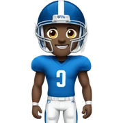 football player in a blue uniform, short hair, prominent ears and narrow eyes sticker