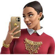girl with phone and jewelry sticker