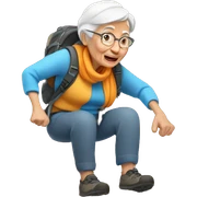 old woman climbing a mountain sticker