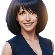 smiling girl with short black hair sticker