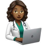 brown female doctor using laptop sticker