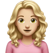 white girl with dirty blonde hair wavy, green eyes, freckles, with a pink shirt on sticker