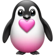 Pink heart with Pinguin  sticker