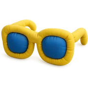 sunglasses in cushion style, soft plush look, bright colors sticker