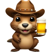 Beaver wearing a cowboy hat with a beer in hand sticker