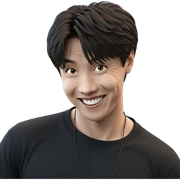 smiling boy in black shirt sticker
