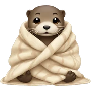 otter cozy in blanket sticker