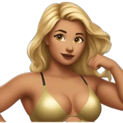 Slim-thicc Caucasian woman bikini superhero pose (beach body) sticker