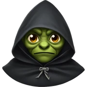 Goblin head, wearing a dark cape, hood sticker