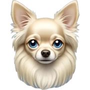 Cream color long haired Chihuahua dog with blue eyes sticker