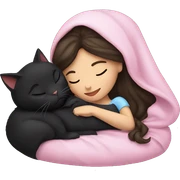 brunette Sleeping beauty girl with black kitty  sticker