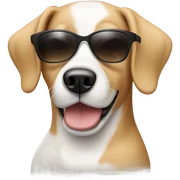 White and tan dog with sunglasses sticker