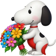 snoopy kissing flowers sticker