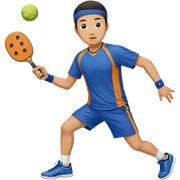 Asian man playing pickleball sticker