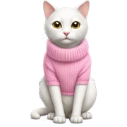 white cat wearing pink sweater  sticker