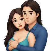 Man with dark long hair hugging a brunette curvy woman sticker