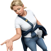 blonde girl in denim outfit sticker