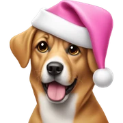 Dog wearing pink Santa hat sticker