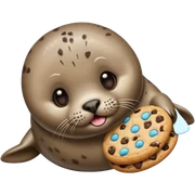 Seal eating a cookie sticker