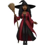 beautiful long haired witch, red, black, burgundy sticker