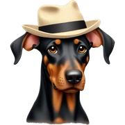 Doberman with hat  sticker