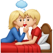 Hot kiss boy and girl Cute in the bedroom  sticker