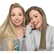smiling girls enjoying drinks sticker