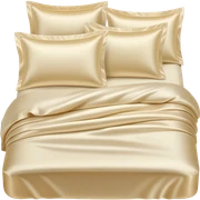 Cream silk bedding set sticker
