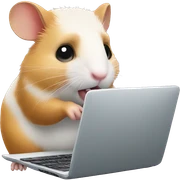 hamster working on laptop sticker