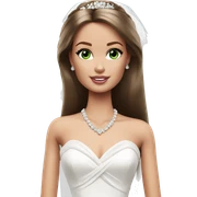 Barbie bride brown hair green eyes sticker