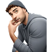 male portrait with beanie sticker